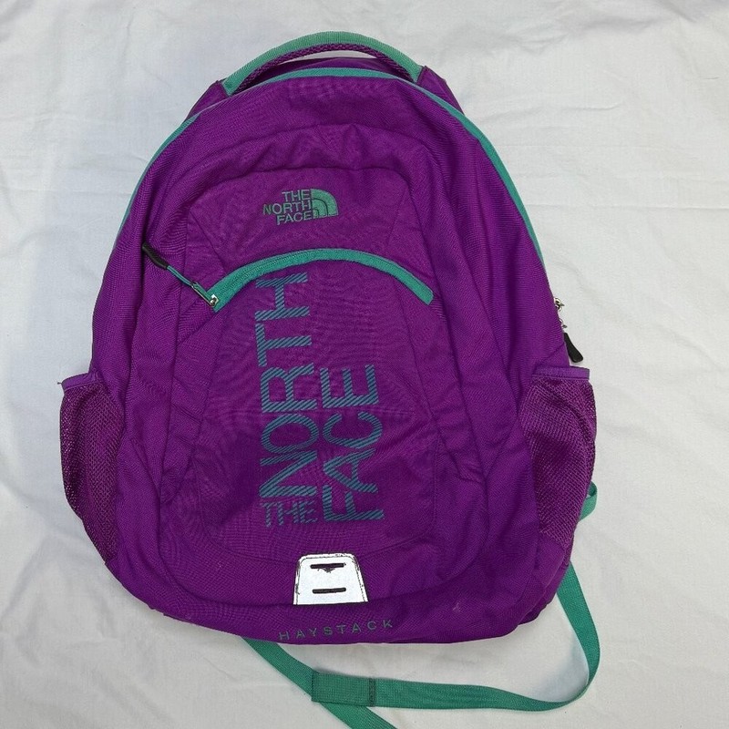 The North Face Haystack Backpack–Grape Purple with Aqua Trim–Laptop Daypack, EUC