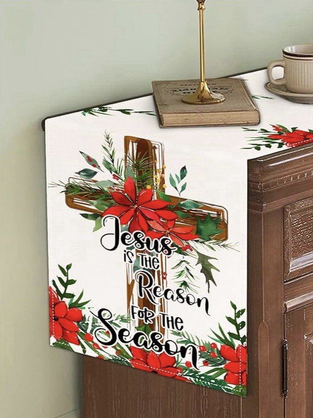 Jesus Is The Reason Christmas Table Runner 13 x 48 inch Religious Home Decor NEW gallery