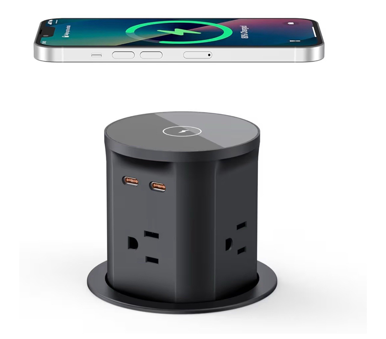 Pop up Outlet for Countertop with 15W Wireless Charger 4 Outlets 2 PD20W 85mm gallery