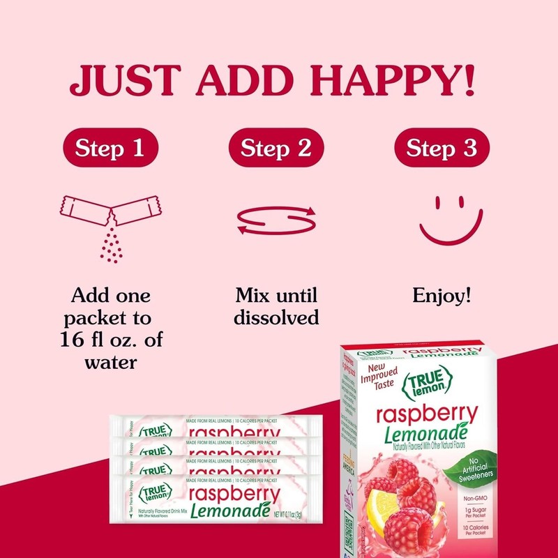 True Lemon Raspberry Lemonade 30ct (Pack of 1) - 0.11 Ounce 1), Red gallery