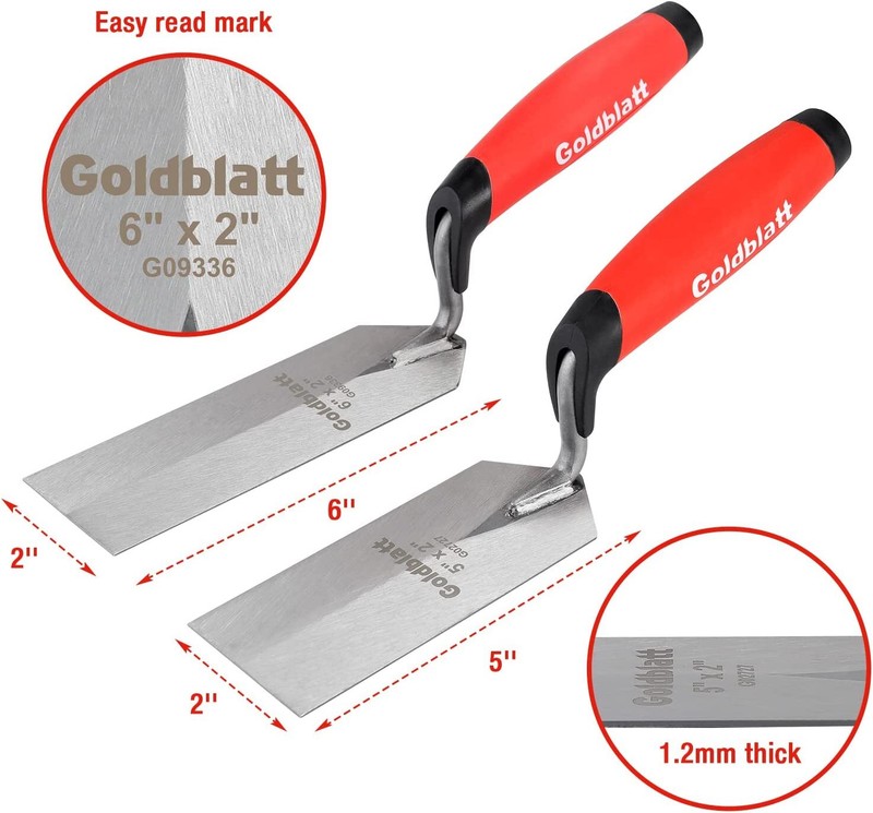Goldblatt Industries Margin Trowel set, 6"X2" & 5"X2" Masonry Flooring Tool NEW gallery