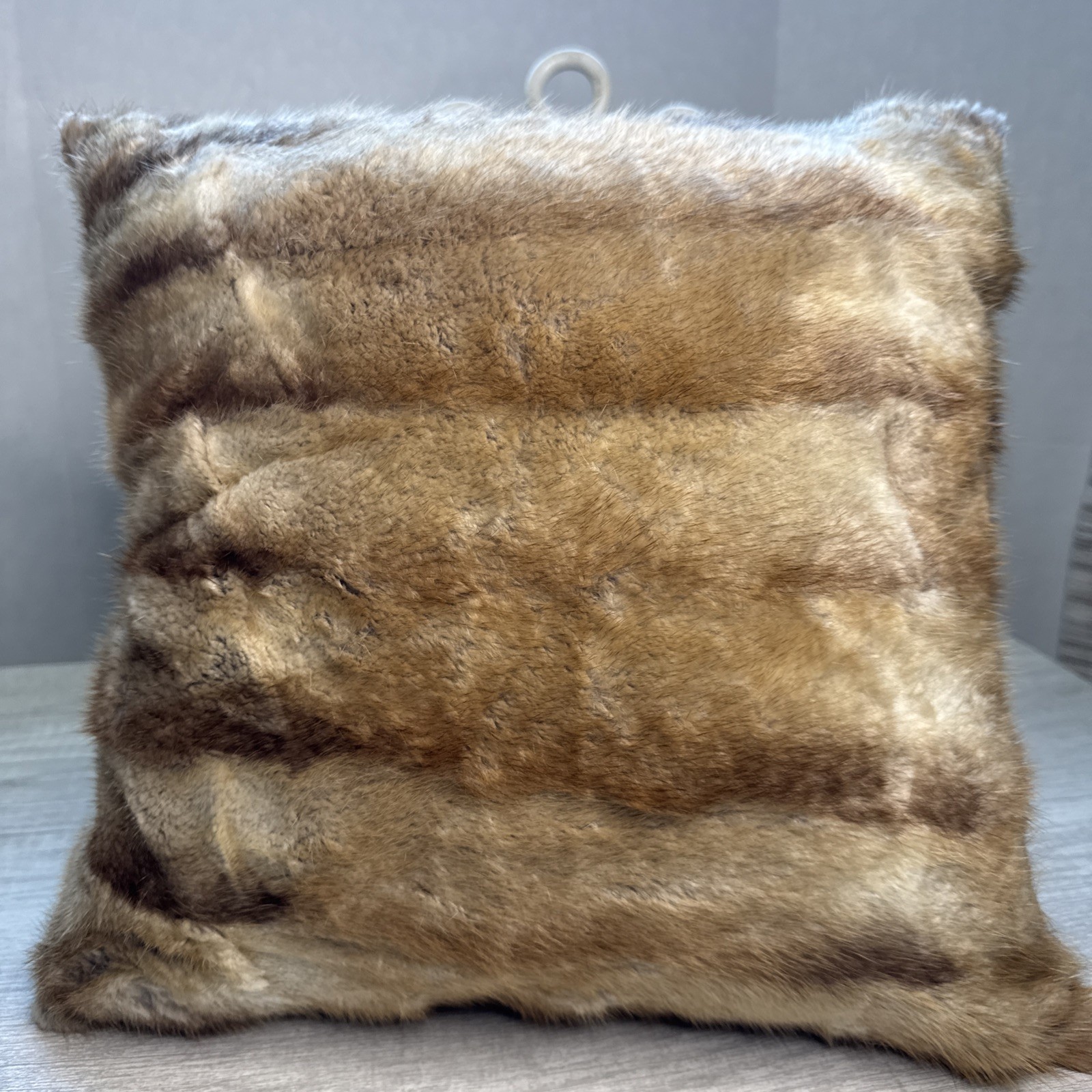 Retro Real Mink Fur Pillow Sofa Throw Decor Light Brown gallery