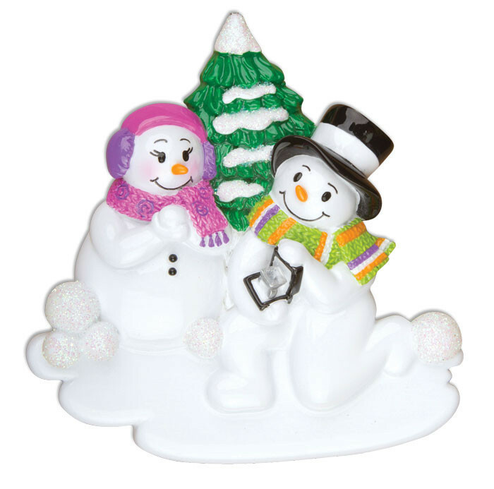 Engagement Snow Couple Personalized Christmas Tree Ornament gallery