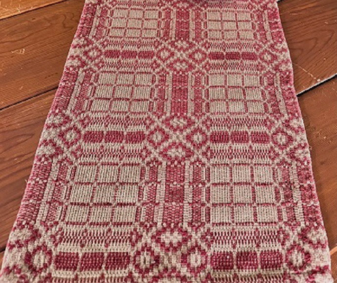 New PRIMITIVE RED TAN Table Runner NORMANDY 56" x 14" Farmhouse Cotton Coverlet gallery