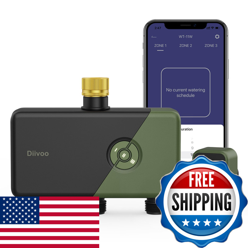 Diivoo 3 Zone Wifi Water Timer Brass Inlet Smart Sprinkler Hose Timer 3 Outlets gallery