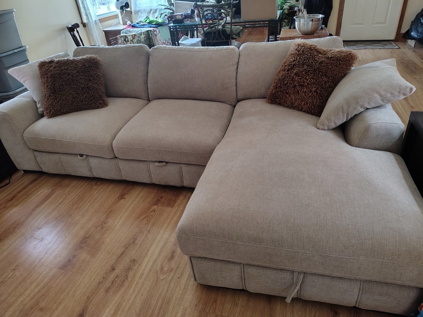Convertible Sectional Sofa L-Shape Couch, 118" Oversized, 07033 gallery