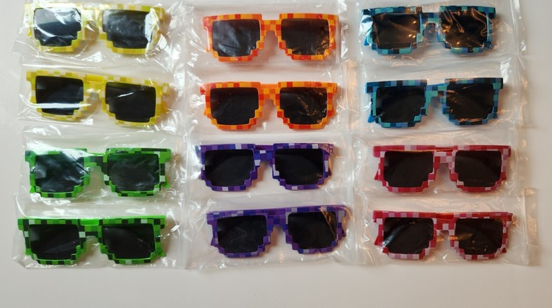 12PCS Pixel Sunglasses – Assorted Colors, Fun Party Favors for Kids Teens Adults gallery