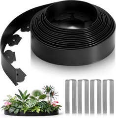Landscape Edging Border Kit No Dig Garden Edging 40ft Flexible Lawn Border Black