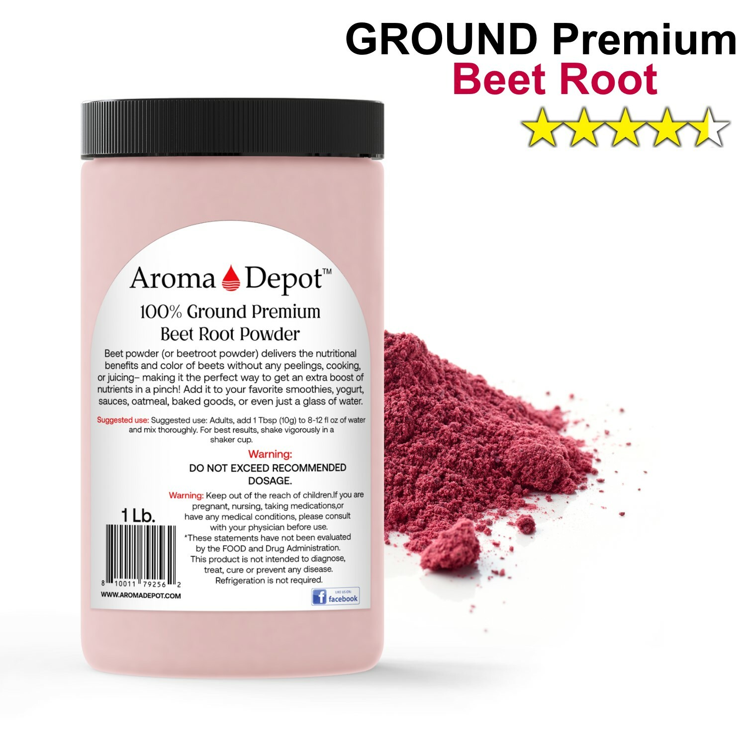 Red Beet Root Powder Beta vulgaris Super Food High Nitrate Non-GMO Raw 1 Lb. JAR gallery
