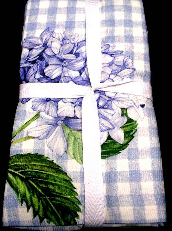 WILLIAMS SONOMA HYDRANGEA GINGHAM NAPKINS 100% COTTON TWILL SET OF 4 FOUR NWTAG gallery