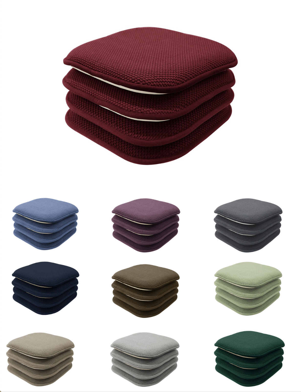 Ultra Comfort Premium Memory Foam Non Slip Chair Pad Cushions - Assorted Colors gallery