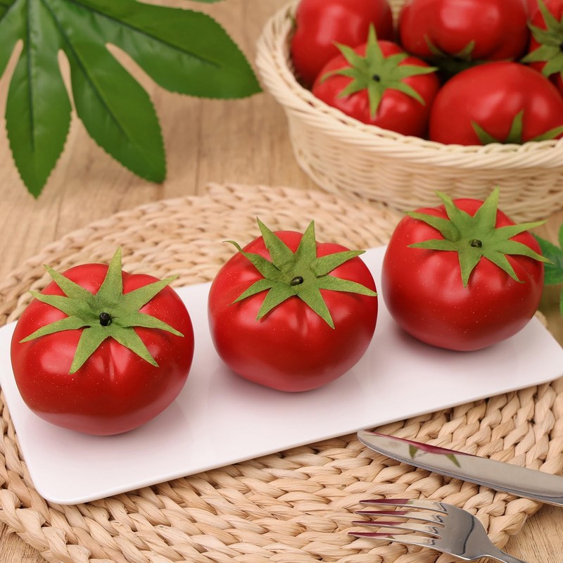Artificial Simulation Tomato 6 PCS Fake Fruit Vegetable for Home Kitchen gallery