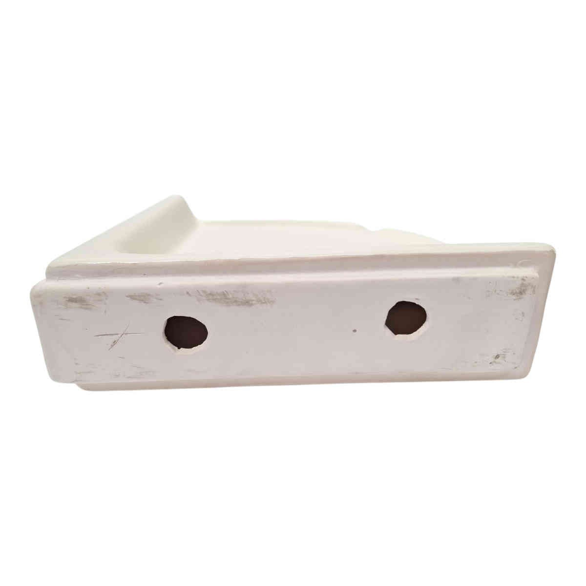 Round Extra Large Bone Glossy Ceramic Corner Shelf for Shower Bathroom Wall gallery
