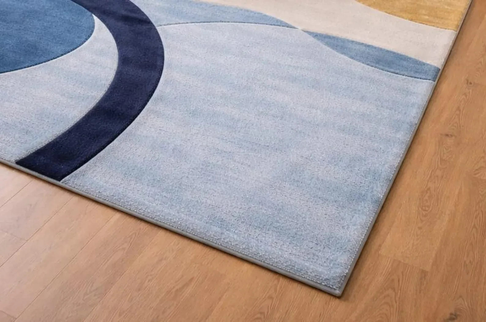 Hand Tufted Wool Rug - Modern Geometric Color Blue Abstract Handmade Area Rug gallery