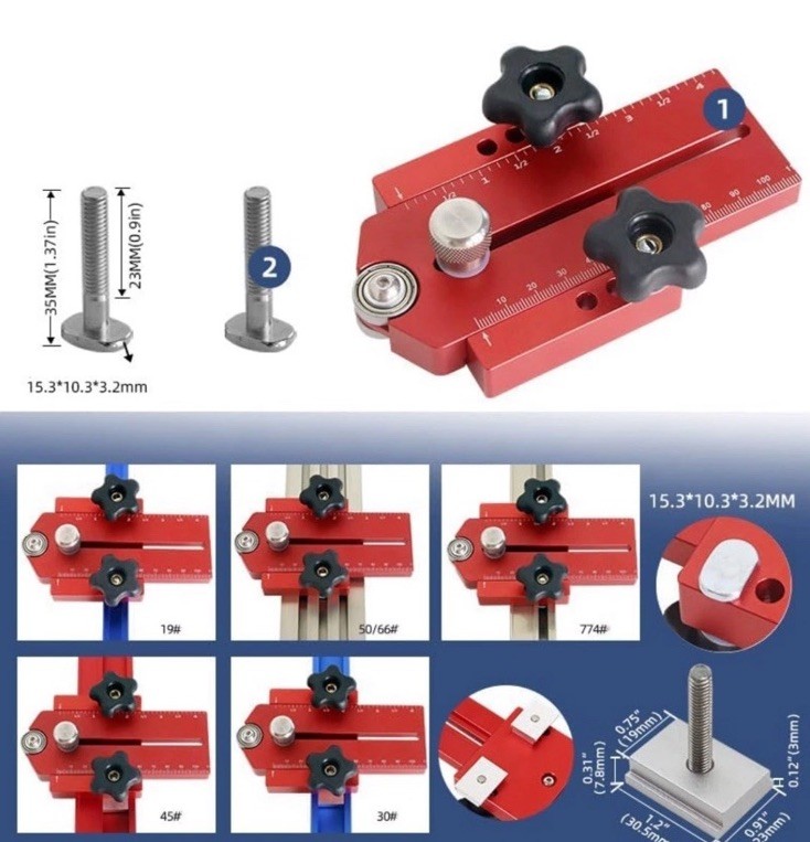 Granatan Thin Rip Table Saw Jig Guide Narrow Strip Cuts Fits 3/4" x 3/8" T-Slot gallery