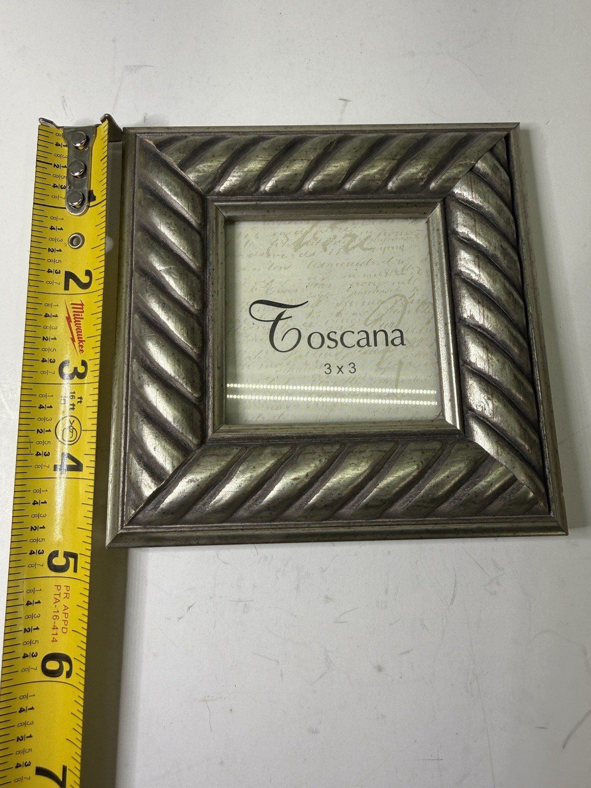 Toscana 3x3 Standing Photo Frame Silver Rear Loading Vintage gallery
