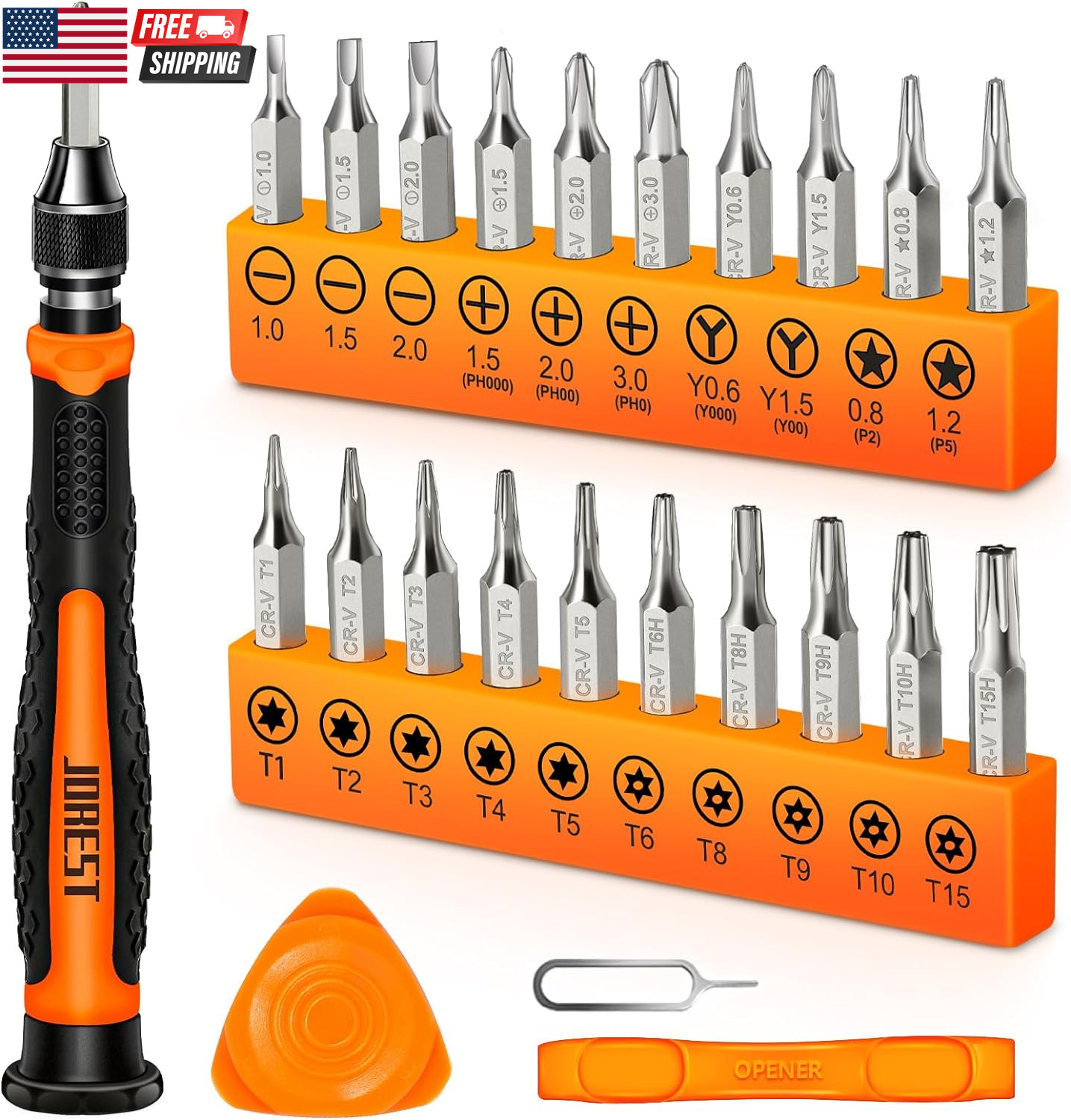 24Pcs Small Precision Screwdriver Set with Torx T5 T6 T8 T9, Y00, Star P5, Mini gallery