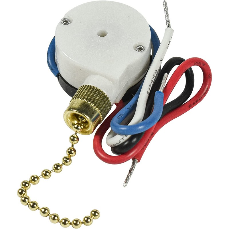 HQRP 3-Speed 4-Wire Ceiling Fan Pull Chain Light Switch 4 Pre-Installed Wires gallery