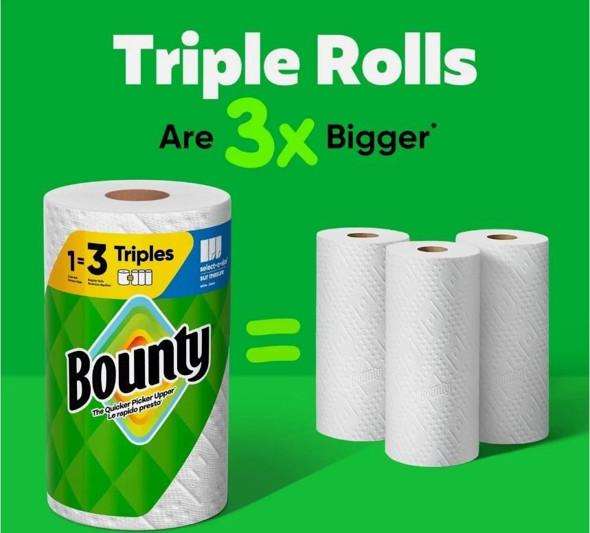 Bounty Paper Towels Select-A-Size White, 6 Triple Rolls, 123 Sheets Per Roll gallery