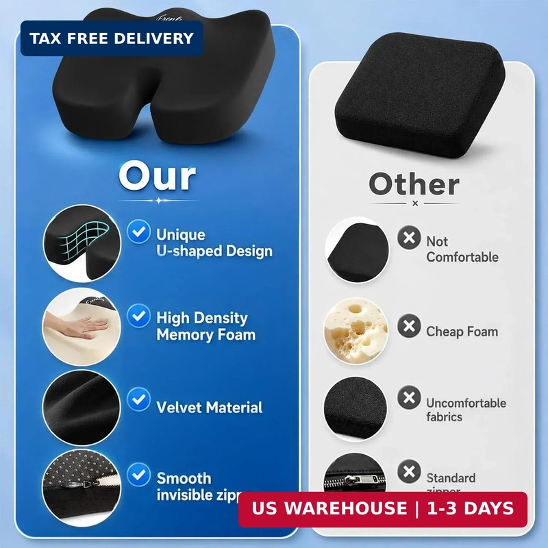 2 Pack Seat Cushion for Office Chairs - Memory Foam Cushions Non-Slip for Car Ai gallery