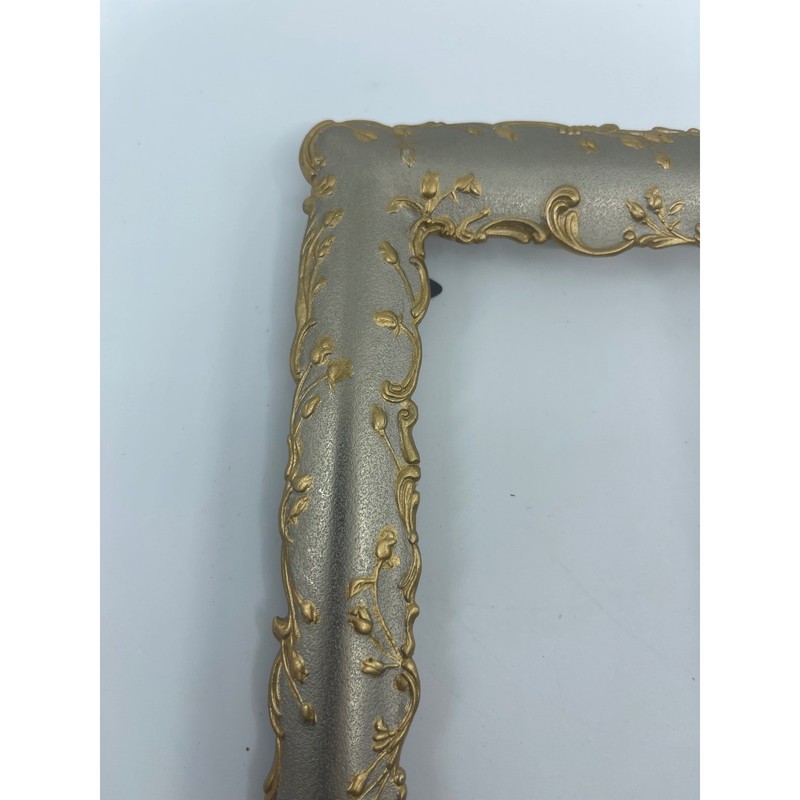 Ornate Scroll Vine Photo Frame Silvertone Metallic 3"x4.5" no back or glass gallery
