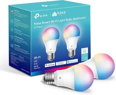 Kasa Smart LED Bulbs Multicolor Dimmable A19 800LM WiFi No Hub Required 2-Pack