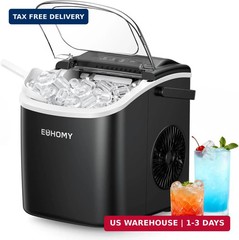 EUHOMY Countertop Ice Maker Machine with Handle, 26lbs in 24Hrs, 9 Ice Cubes Rea