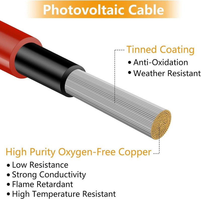 Black+Red 10 AWG Solar Panel Extension Cable Silicone Flexible Wire Connectors gallery