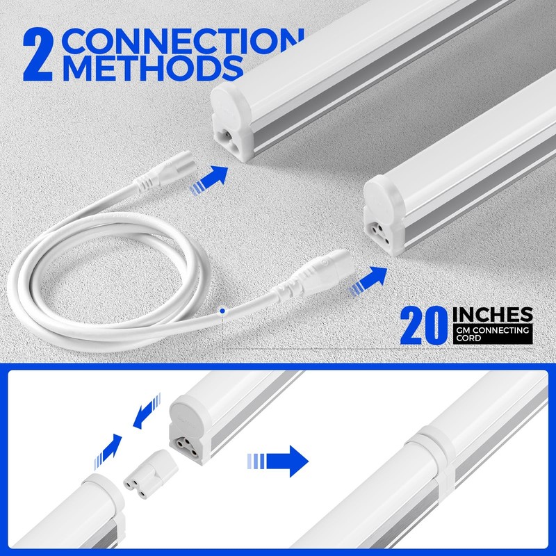 (6 Pack) Barrina LED T5 Integrated Single Fixture, 4FT, 2200lm, 6500K (Super Bri gallery