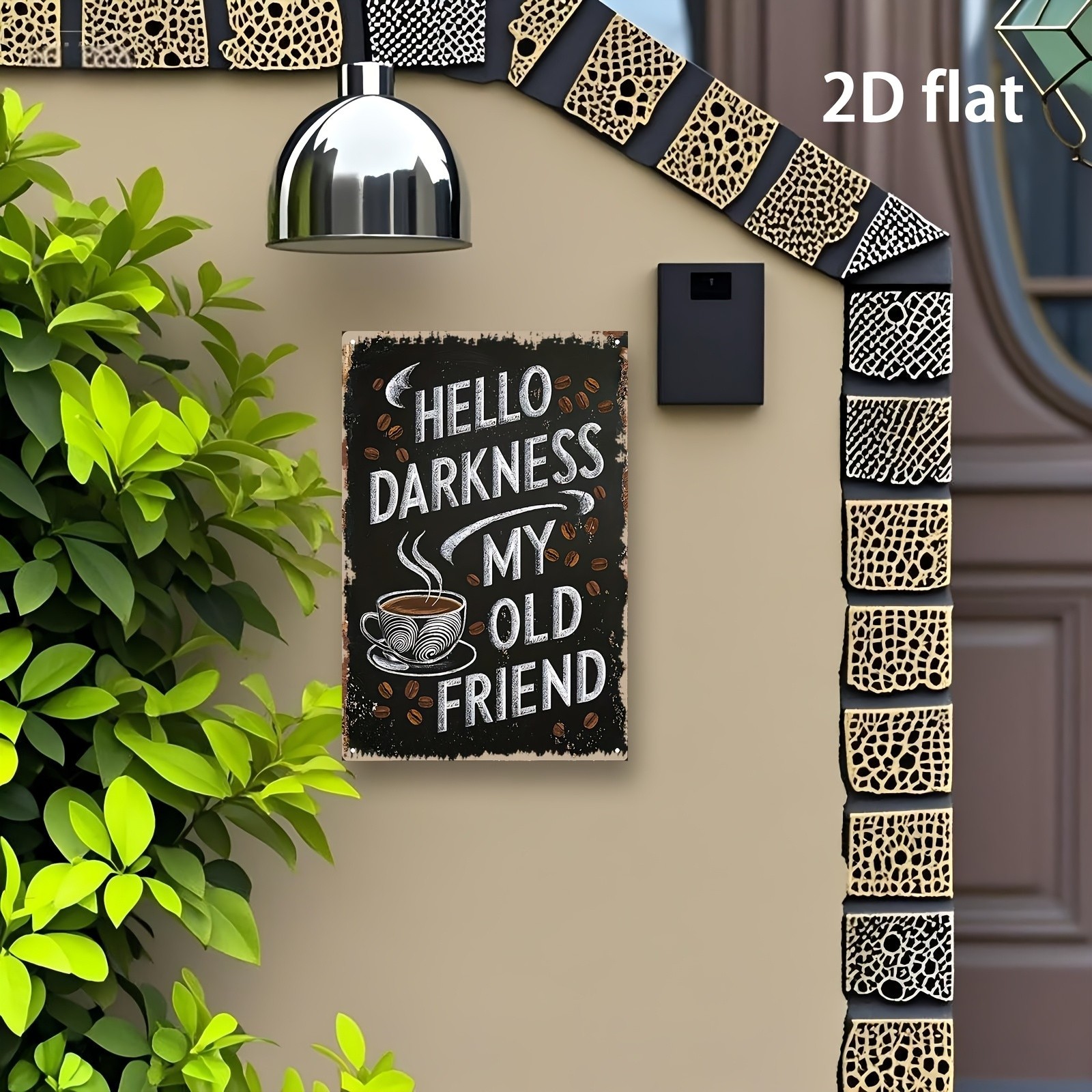 Hello Darkness My Old Friend Coffee Metal Sign Retro Wall Iron Painting Decor gallery