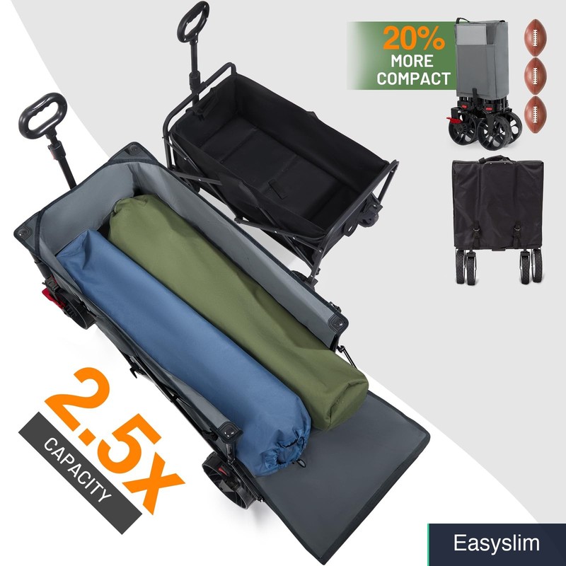 Folding Wagon 47" Collapsible Utility 300 lbs Gray All-Terrain Wheels gallery