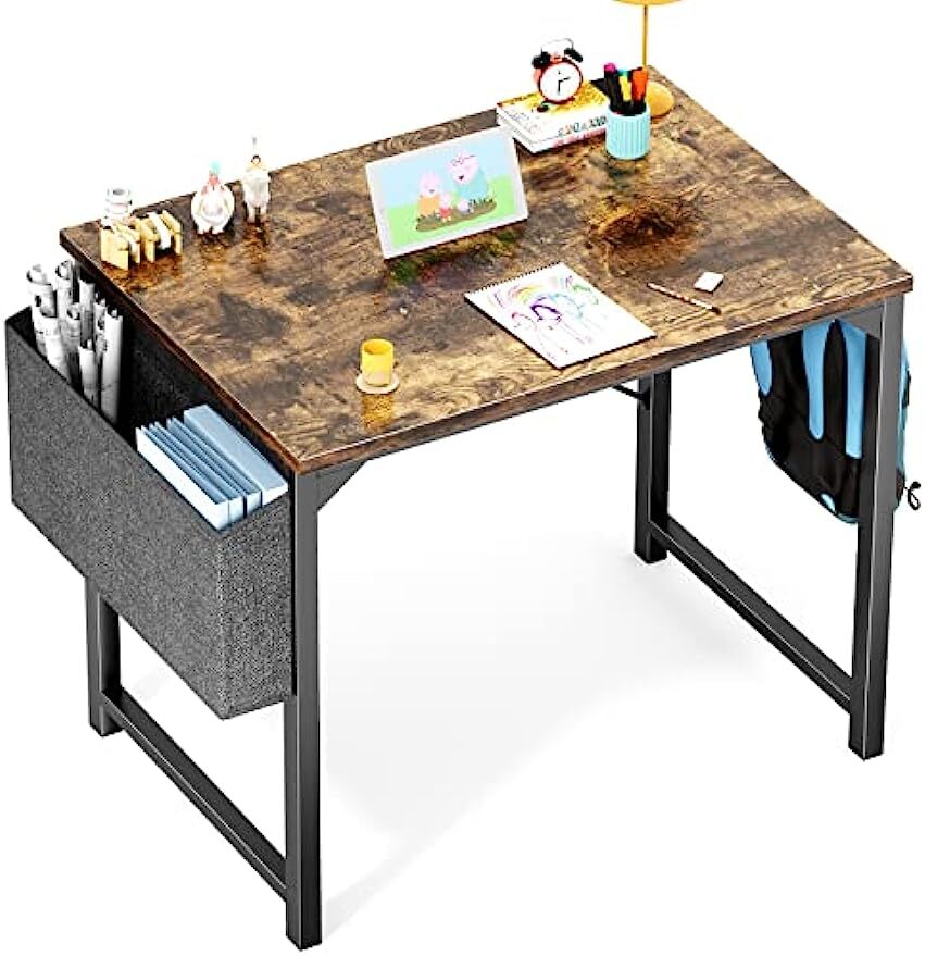 40'' Home Office Computer Desk Wood Writing Study Desk with Storage and Hooks gallery