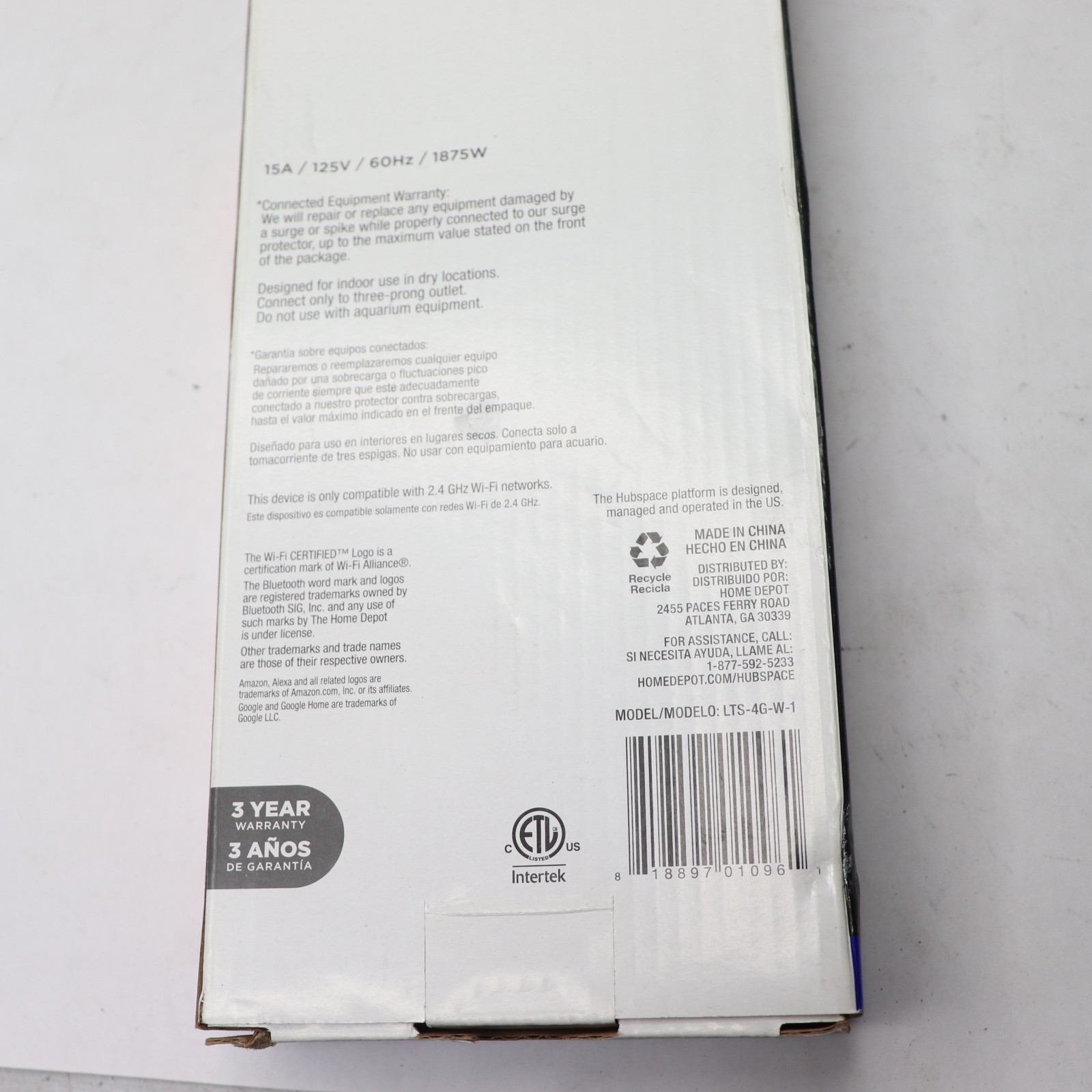 Commercial Electric 4-Outlet Surge Protector Smart White 3 ft. LTS-4G-W-1 gallery