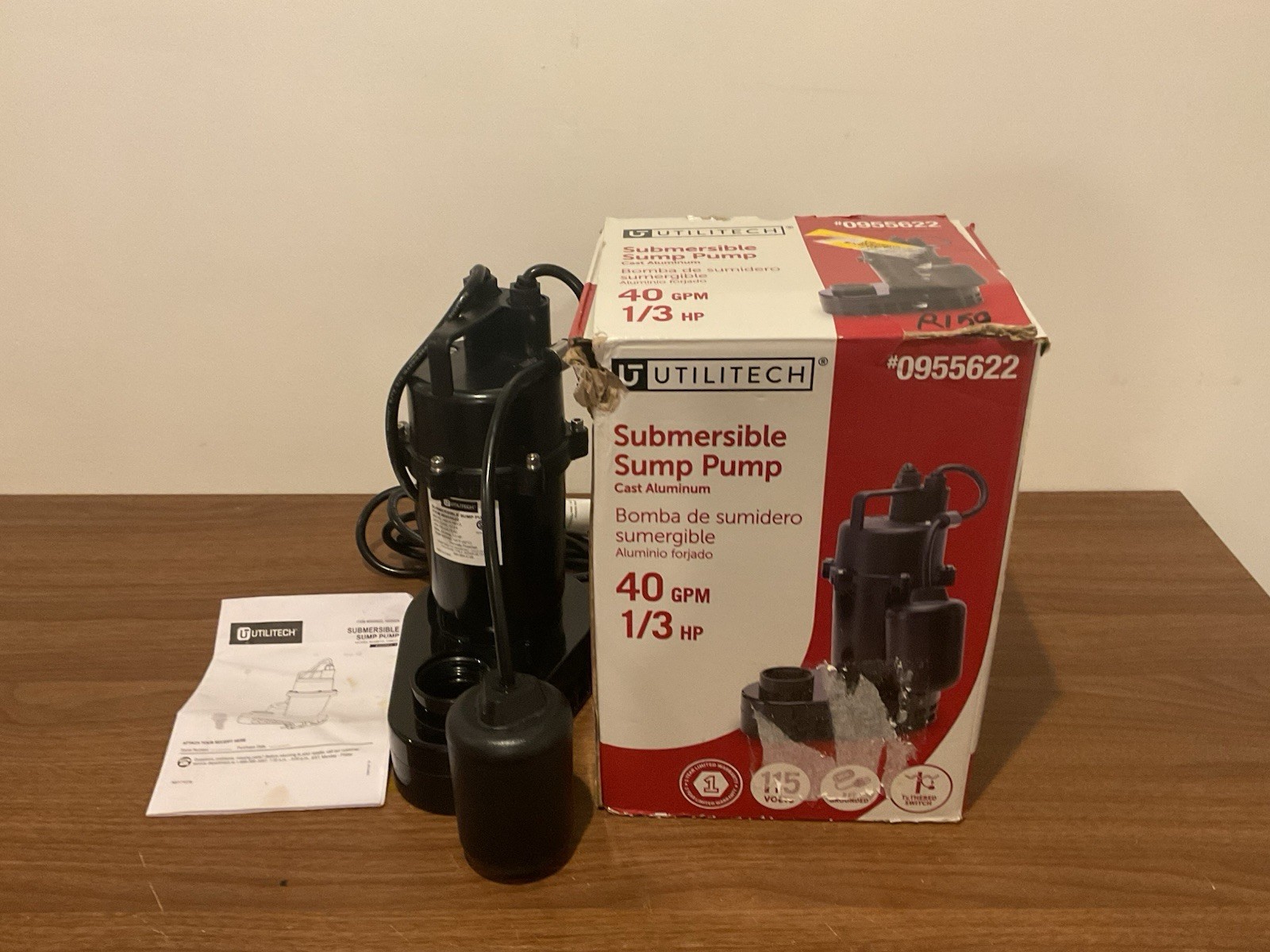 Utilitech Submersible Sump Pump Cast Aluminum 40 Gpm 1/3 Hp 0955622 gallery