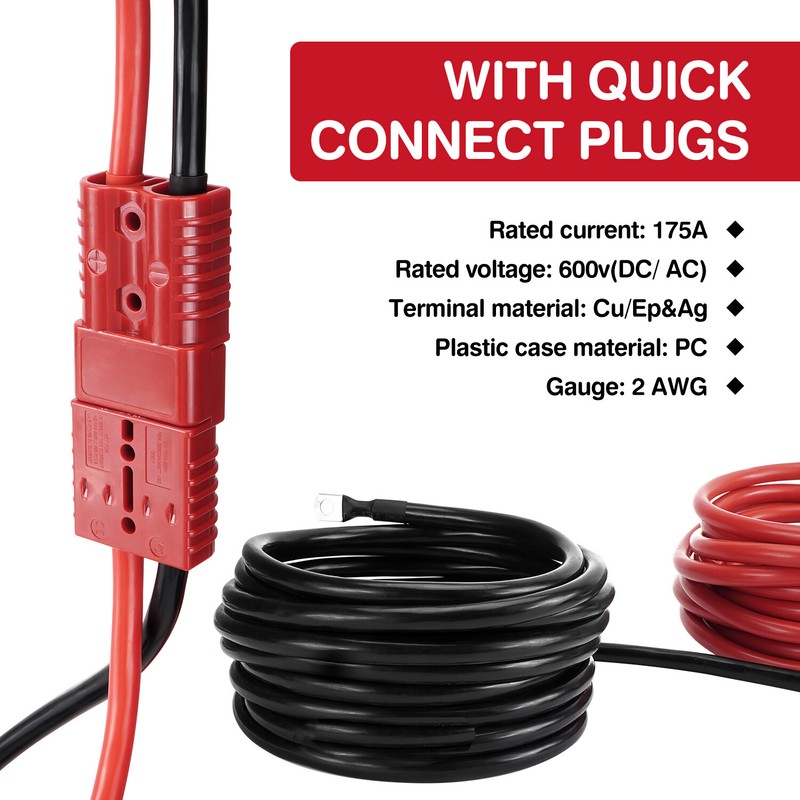 24 FT Quick Disconnect Winch Power Cable, 2 Gauge 2 AWG Wiring For Winch Trailer gallery