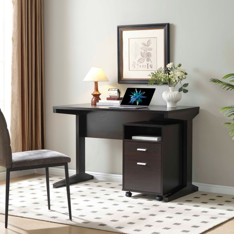 Home Office Computer Desk w/ File Cabinet & Locking Wheels Two Detached Drawers gallery