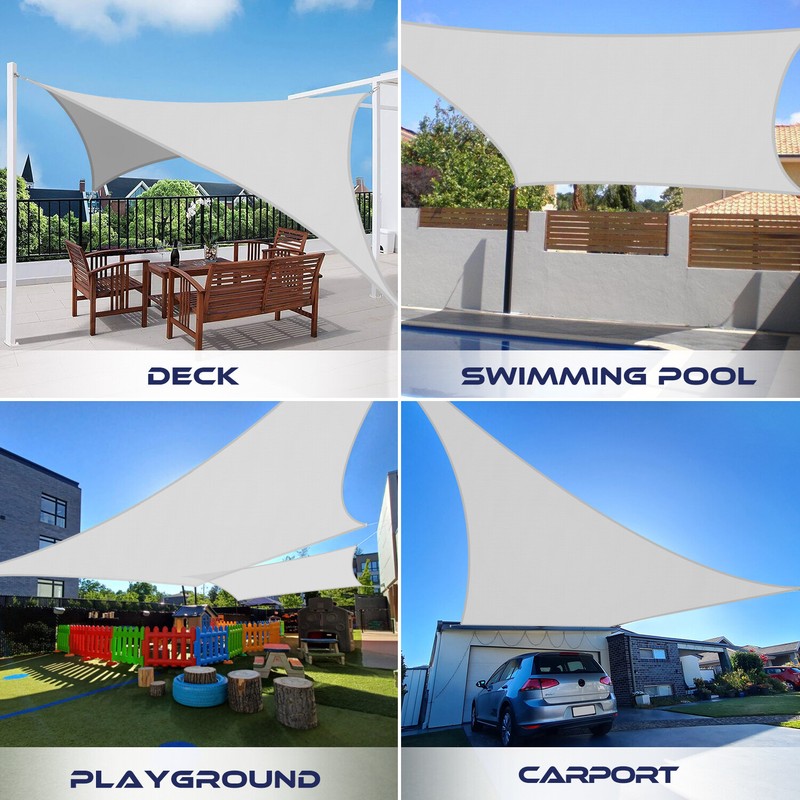 Gray Waterproof Sun Shade Sail Rectangle Awning Top Canopy Custom Size 5'-24' gallery