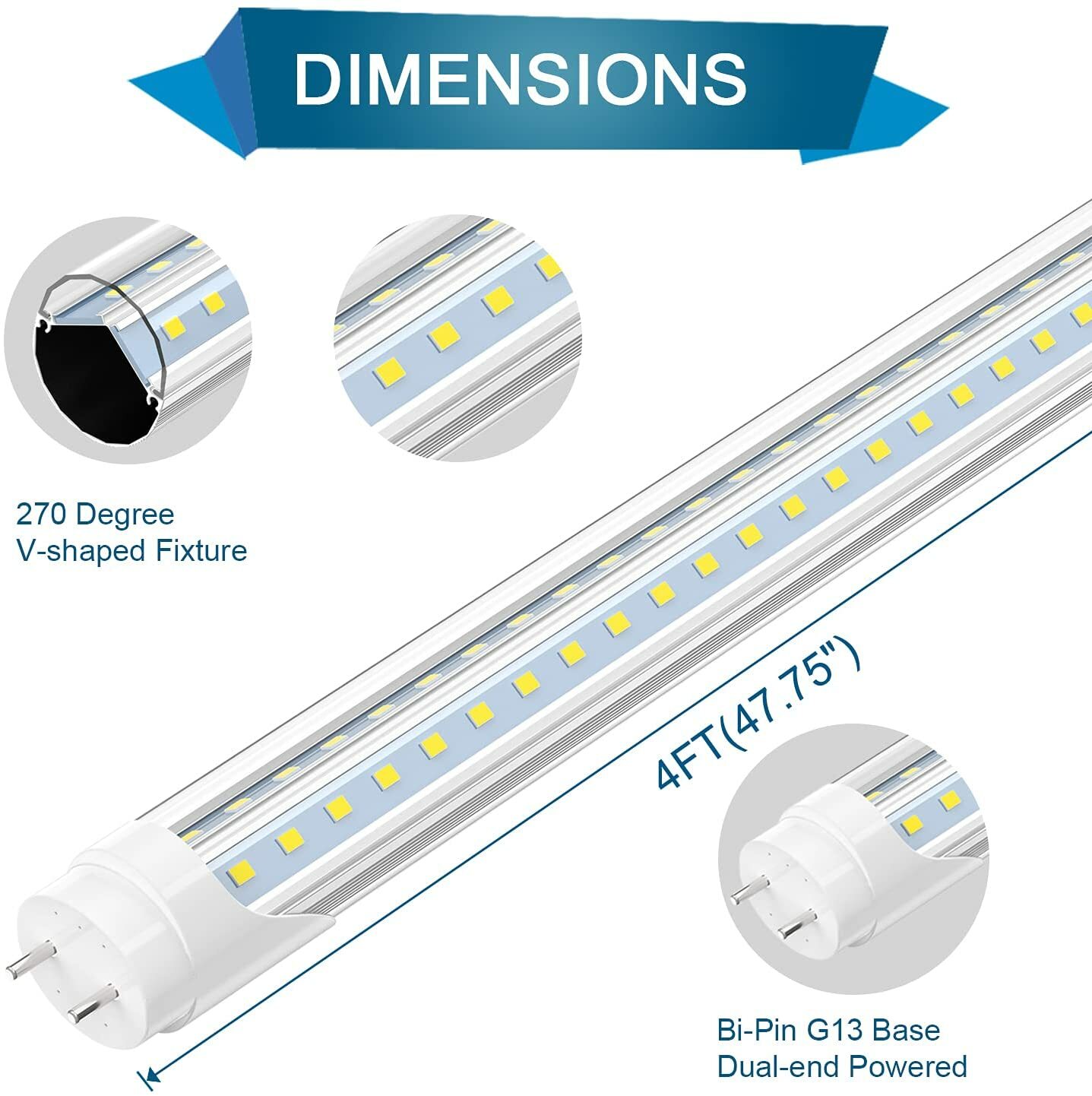 T8 4FT 25 Pack LED Tube Light Bulbs 28W G13 Garage V shape 6500K LED Shop Lights gallery