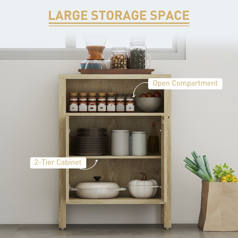 HOMCOM Storage Sideboard Cabinet, Accent Cabinet with Adjustable Shelf, Natural, gallery