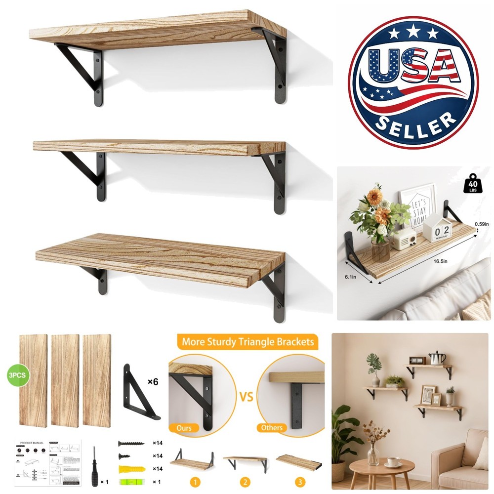 Beautiful Rustic Brown Floating Shelves for Wall - Maximize Your Space Elegantly