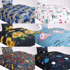 1 Comforter 1 Flat 1 Fitted Sheet 1 Case 1 Sham 1 decorative Pillow TWIN KIDS