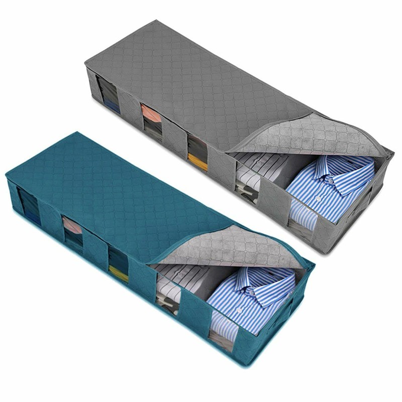 1-2pcs Under Bed Storage Bag Containers Clothes Box Underbed Organizer Non-Woven gallery