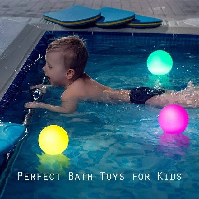 4pc Floating Pool Lights IP68 Waterproof LED Orb Glowing Ball Light Night Lamp gallery