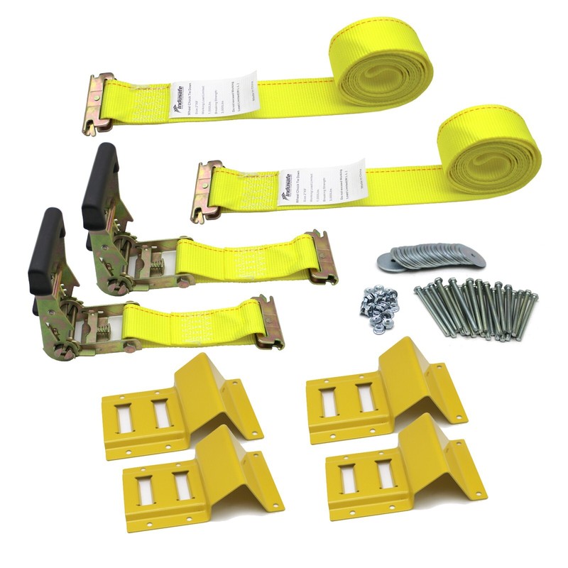 Wheel Chock Tie Down Strap Kit for Trailer ATV RZR UTV Tie Down Strap, 2 Wheels gallery