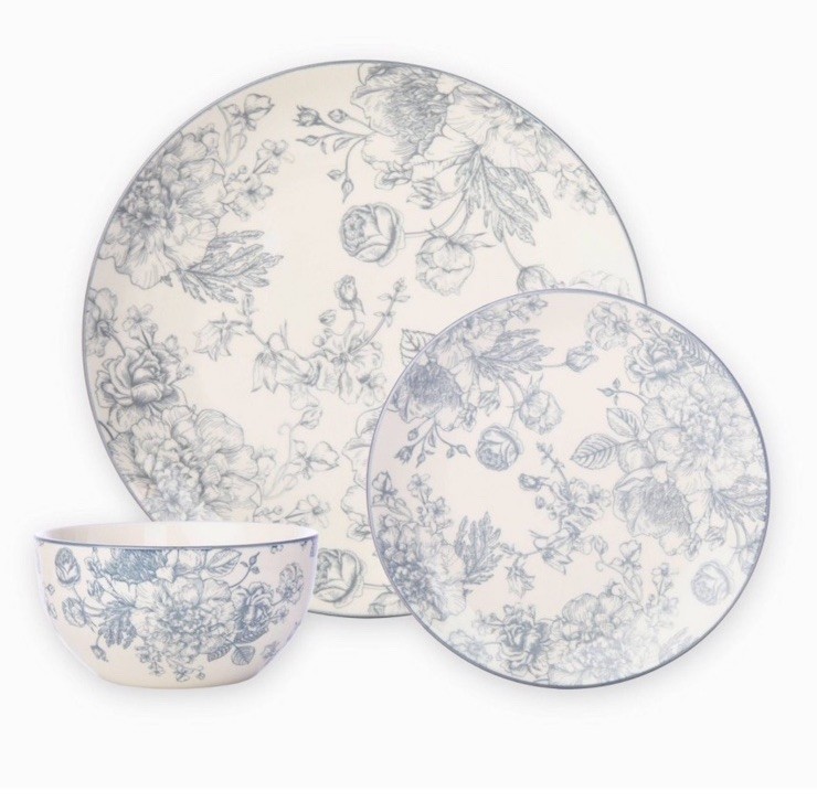 Godinger Silver 12pc Porcelain Banbury Dinnerware Set Gray - NEW In Box gallery