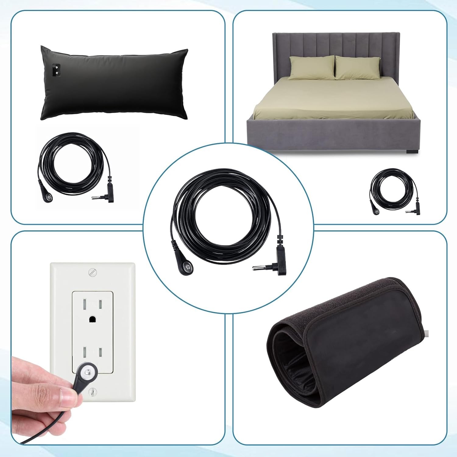 1pcs Grounding Mat Replacement Cord 15ft Black Cable for All Grounding Sheets gallery