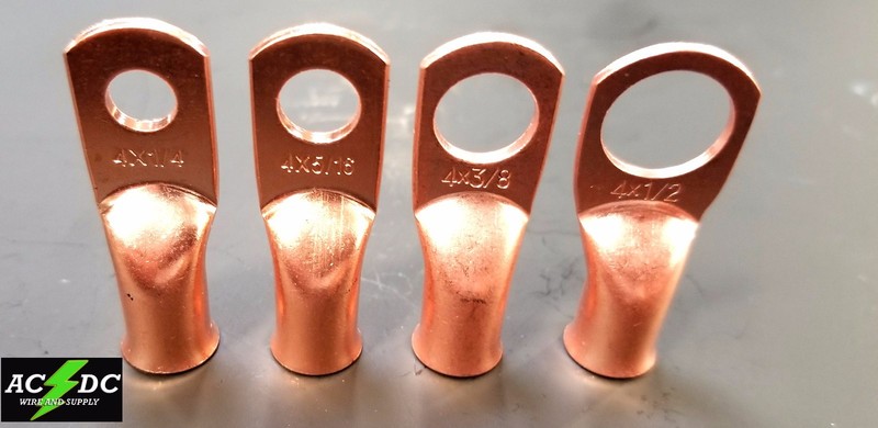 AC/DC WIRE Bare Copper Lug Ring Terminals Battery Wire Welding Cable AWG gallery