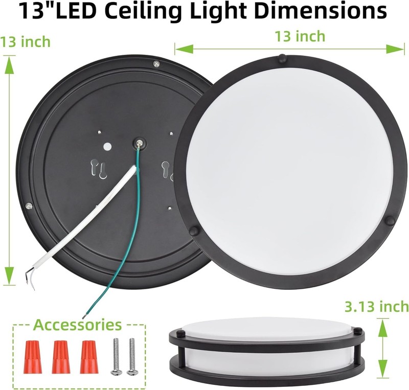 hykolity 13 inch Flush Mount LED Ceiling Light Fixture, 2700K/3000K/3500K/400... gallery