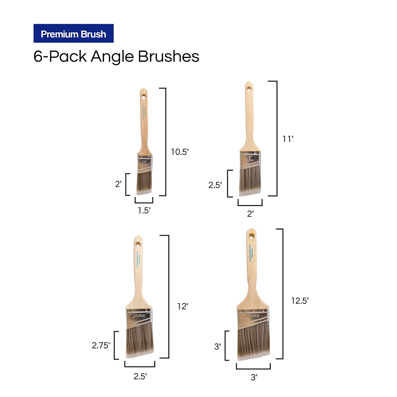 Pro Grade - Paint Brushes - 6 Pack Variety Angle 6Pk Angle, Multicolor gallery