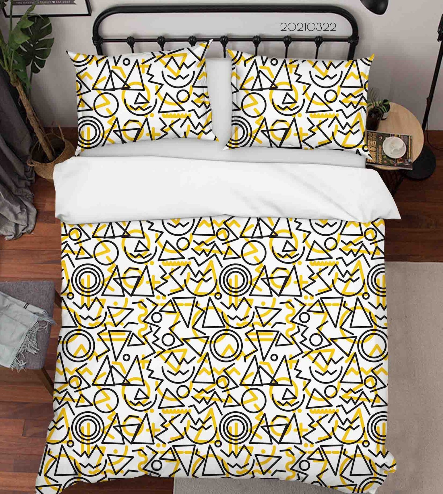 3D Geometric Pattern Black Yellow Quilt Cover Set Bedding Sets Pillowcases 64 gallery